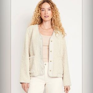 Old Navy Sherpa Button-Down Cozy Cabincore Winter Fall Jacket Coat NWT XXL Tall